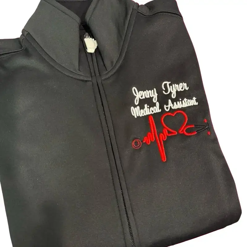 Personalized Medical Assistant Nurse Full Zippered Jacket Sweatshirt | Personalized Nurse Polyester Jacket|Personalized Ladies Nurse/Doctor Heart Steth