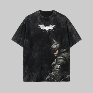 Pattinson Graphic T-Shirt - Vintage Acid Wash Drop Shoulder Oversized Tee - Premium 220 GSM Cotton Heavyweight Streetwear - Perfect Gift for Dark Knight & Gotham Fans