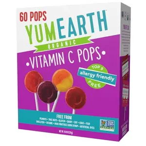 YumEarth Organic Vitamin C Pops Variety Pack, 60 Fruit Flavored Favorites Lollipops, Allergy Friendly, Gluten Free, Non-GMO, Vegan, No Artificial Flavors or Dyes