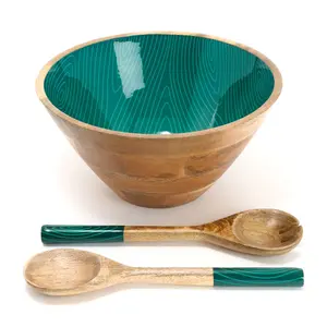 Temp-tations Woodland 4-qt Mango Wood Bowl with Servers