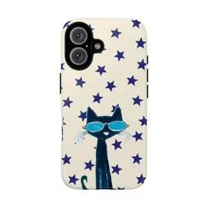 Petee the Cat Tough Phone Case Trendy Artistic Cool Cat Designs for Style Protection Cute Gift Lightweight Slim Shock Resistant TPU Lining aesthetic cover Silicone iPhone Case