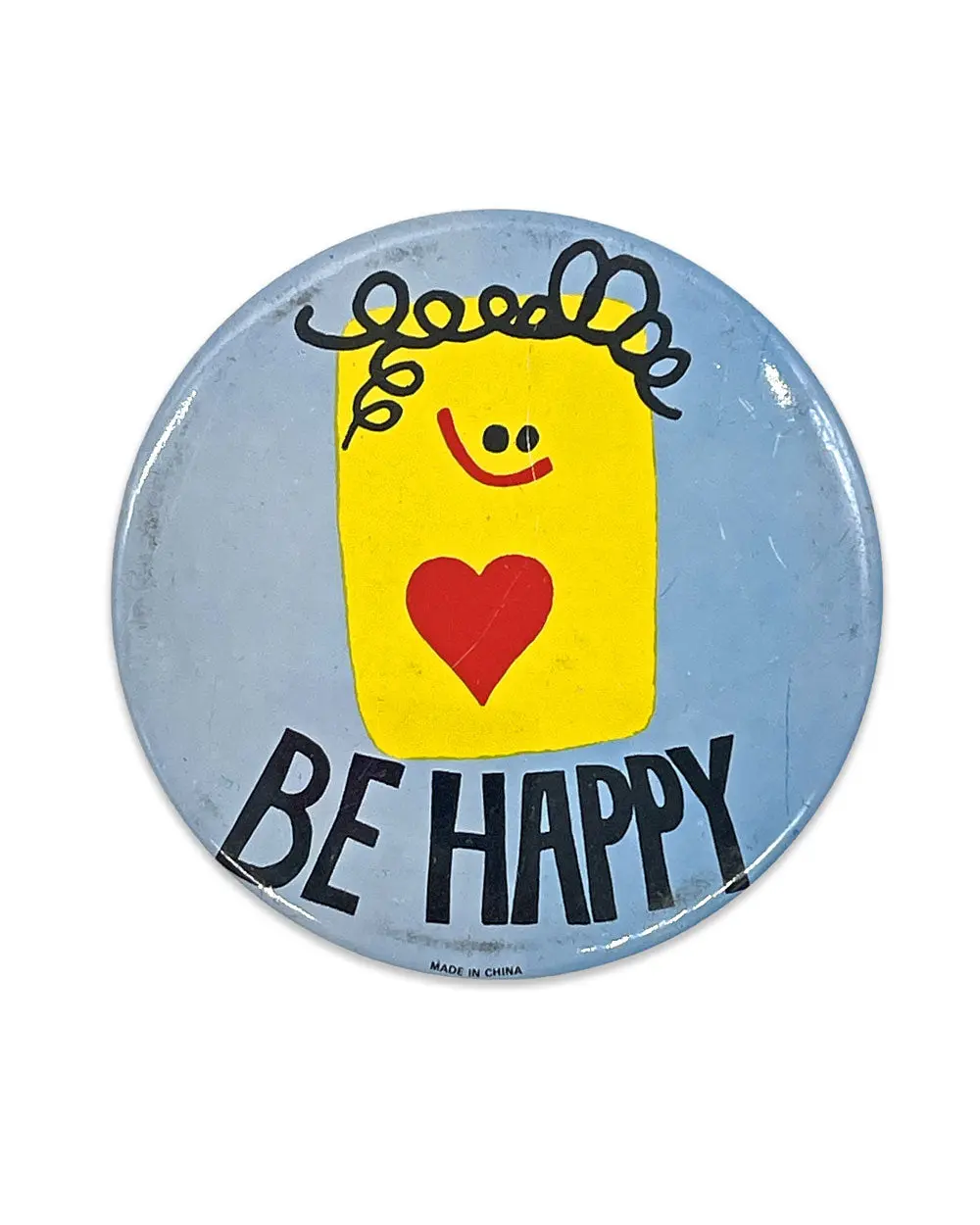 Be Happy X-Large Pinback Button (Vintage)