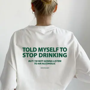 Told Myself To Stop Drinking Unisex Fitted Tee Crew Neck Short Sleeve 100% Cotton Casual Summer Top for Men & Women