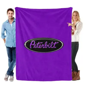 Peterbilt Truck Purple Throw Blanket for Bed,Soft Collage Blanket for Bedroom,Cute Blanket Funny Room Decor Flannel Blankets for Bed SofaThanksgiving Father's Day Children's Day Holiday Gifts for Family and Children