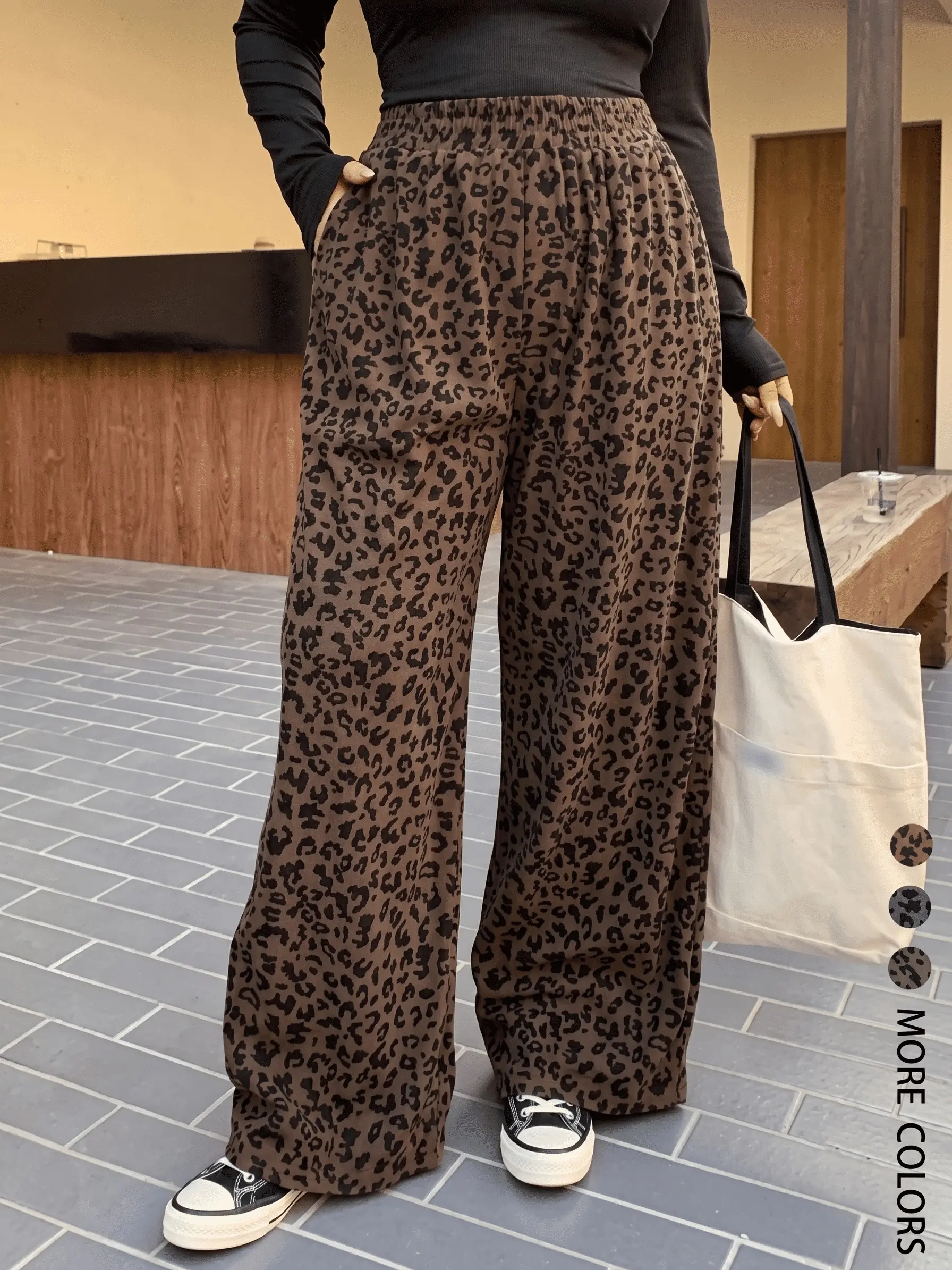 Viral Leopard Print Wide Leg Pants Women's High Waisted Baggy Lounge Trousers Y2K Streetwear Mob Wife Aesthetic Main Character Energy Comfy Casual Sweatpants Relaxed Fit