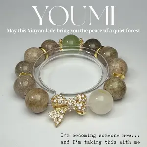 Bow Crystal Bracelet for Women – Self Love & Growth Jewelry, Phantom Quartz & Jade Bracelet, Meaningful Gift for Her, Soft Girl Aesthetic, Healing Bracelet, Graduation Gift, Cute Minimal Jewelry  ,bracelets for women