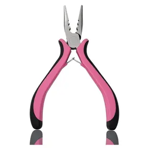 Hair Extension Pliers 3 Hole Tool for Micro Nano Rings Removal & Install Non Slip Grip Pink