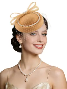 1PC Fascinator Hat,Vintage Mini Top Hats for Women，Cocktail, Party and Wedding Fascinator Hair Clip with MeshMesh,Kentucky Derby Hats for Women Headband,Hair Accessories,Costume Headpiece
