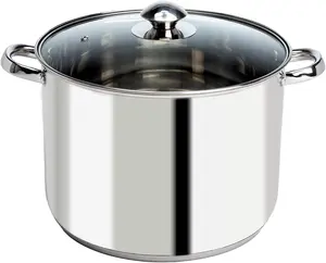 Stainless Steel Stock Pot, Encapsulated Induction Ready Cooking Pot with Glass Lid, Oven Safe, Dishwasher Safe Soup Pot, 8-Quart