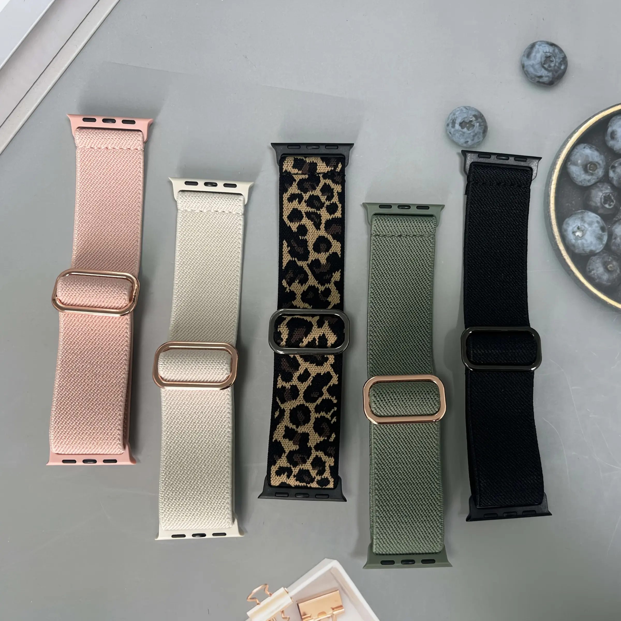 5 Piece Unisex Elastic Band Compatible with Apple Watch Ultra, Soft Nylon Strap for Iwatch Ultra 2, Series 9/8/7/6/5/4/3/2/1 Se Watch Straps, Smartwatch Accessories, Smart Watch Accessories