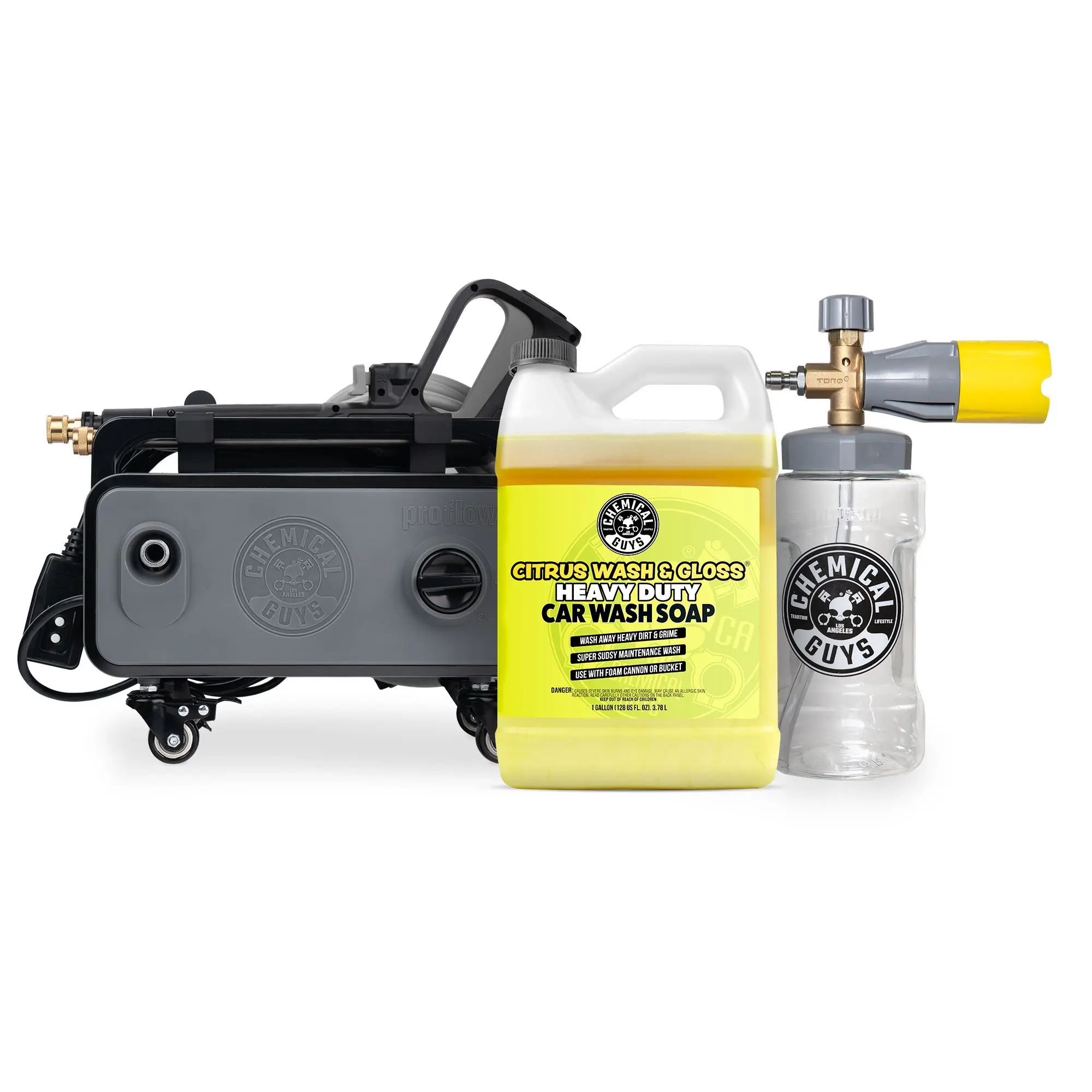 CHEMICAL GUYS ProFlow Clean & Shine Bundle – Complete Car Wash Kit with ProFlow PM2000 Pro Pressure Washer, Big Mouth Foam Cannon & Citrus Wash & Gloss Soap for Powerful, Scratch-Free Cleaning & Glossy Finish, Car Wash Sprayer, Foam Lance, Car Wash Access