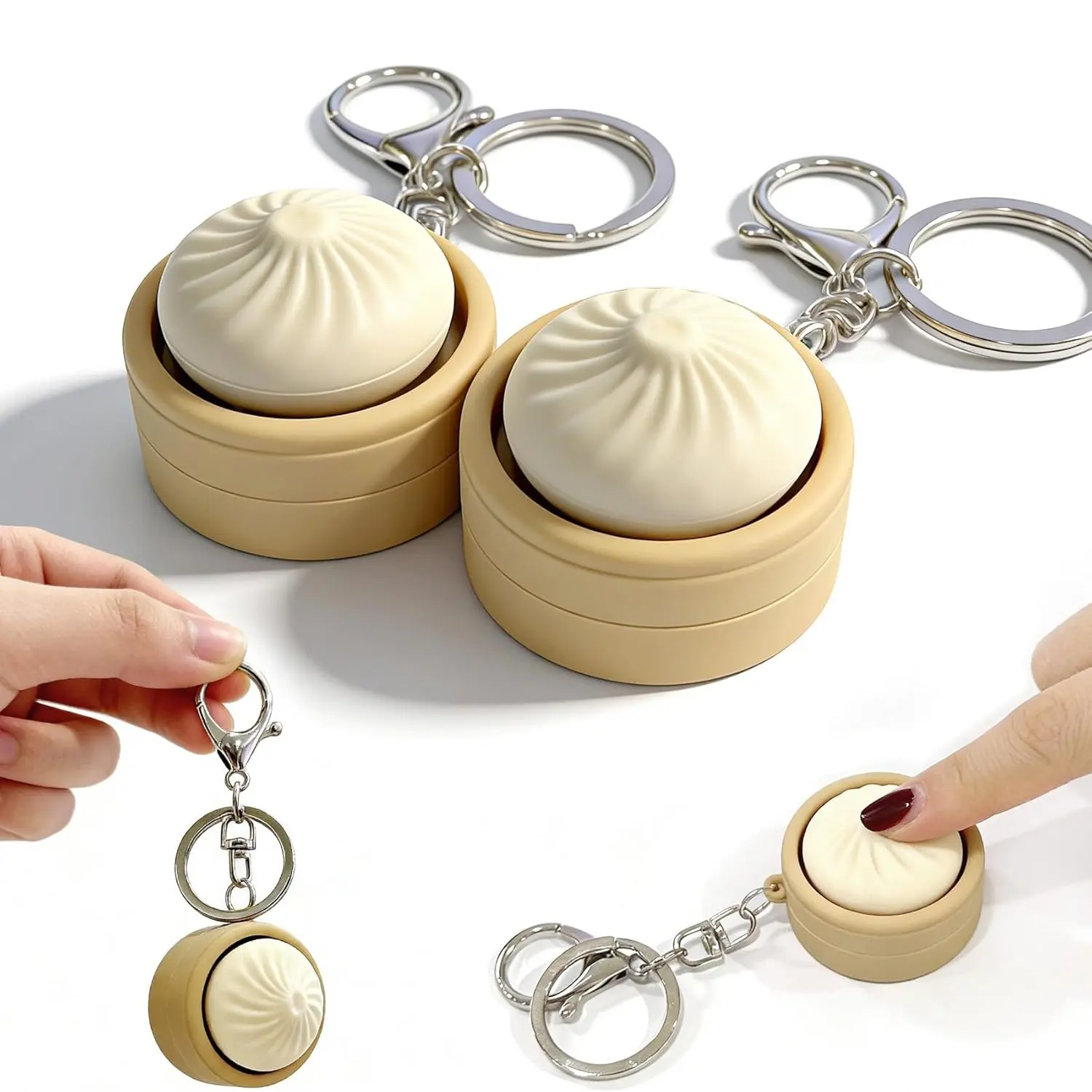 2Pcs Dumpling Keyboard Fidget Toy, Crisp Sound, Stress Relieving Accessory, Stress Relief Tools, Stress Relief Fidget Clicker Portable Keychain, Quiet Anxiety Toys for Adults at Work, Travel, Home, Anxiety Relief & Focus Boost