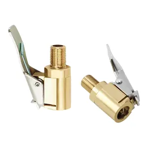 2 Pcs Brass Locking Tire Air Chuck with Clip Adapter, Tire Inflator Nozzle for Air Compressor Pump Hose, 8mm Tire Valve Connector, Twist-On to Lock-On Tire Chuck, No Leakage Inflator Accessory for Car, Bike, Truck Tires