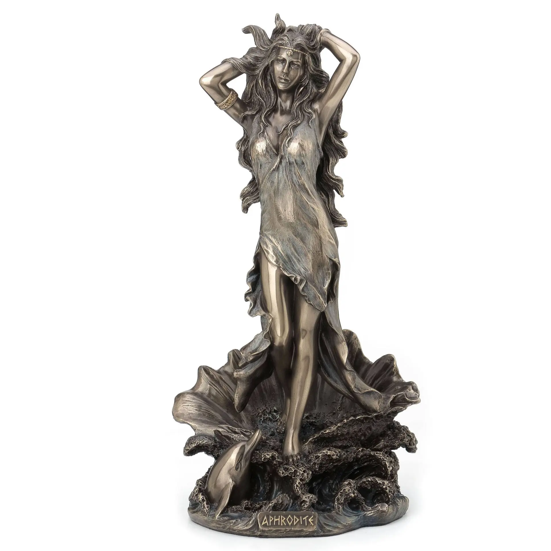 11.375 In Metal Aphrodite Statues - Greek Mythology Goddess Figurine, 11 3/8 In Home Decor Statue for Home Supplies, Cold Cast Metal, Box Packaged