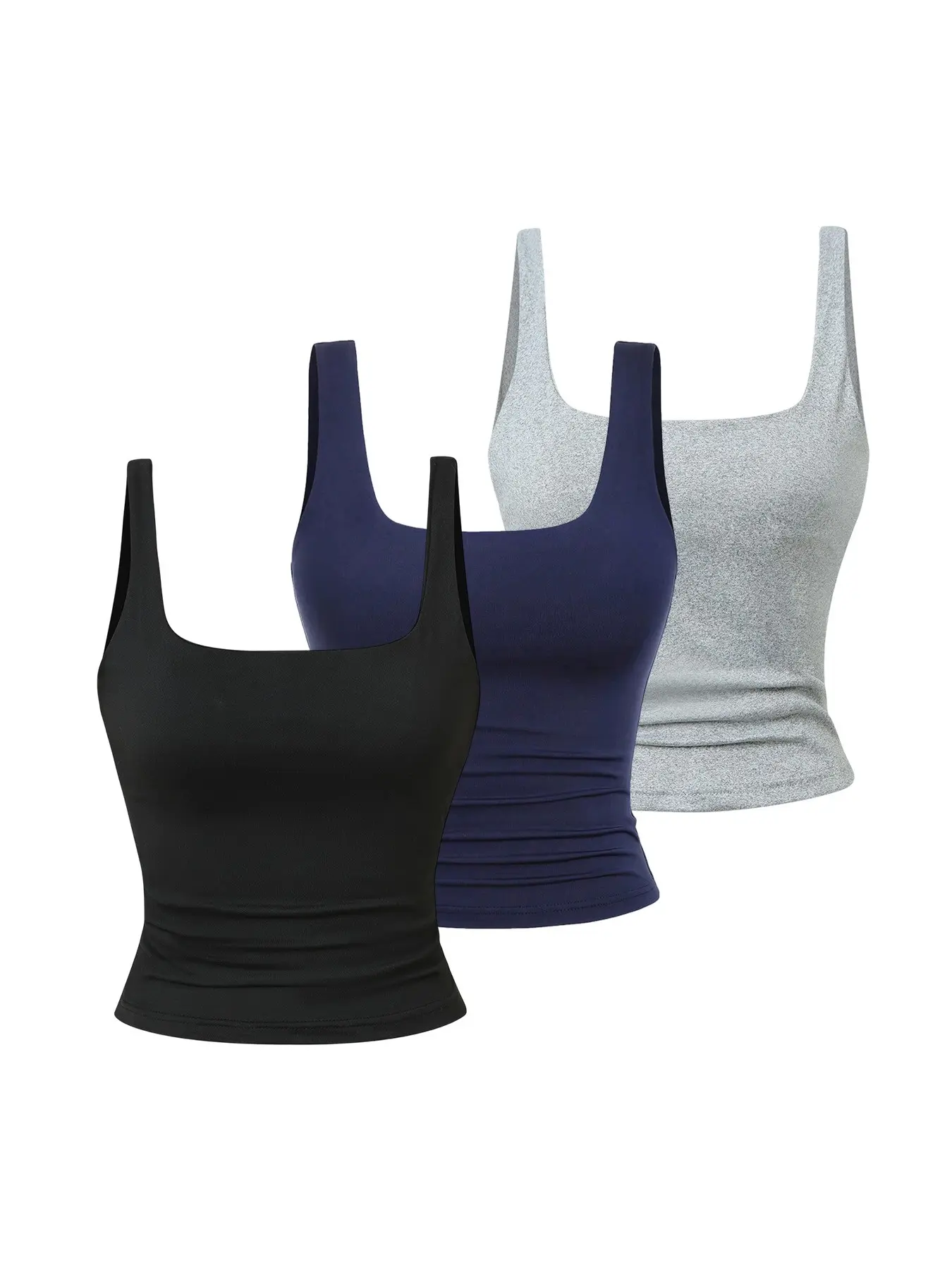 Women's Plain Basic Square Neck Slim Sleeveless Tank Tops 3-Pack, New Fashion Casual Wear, Comfortable and Stylish Design, Ideal for Daily Use