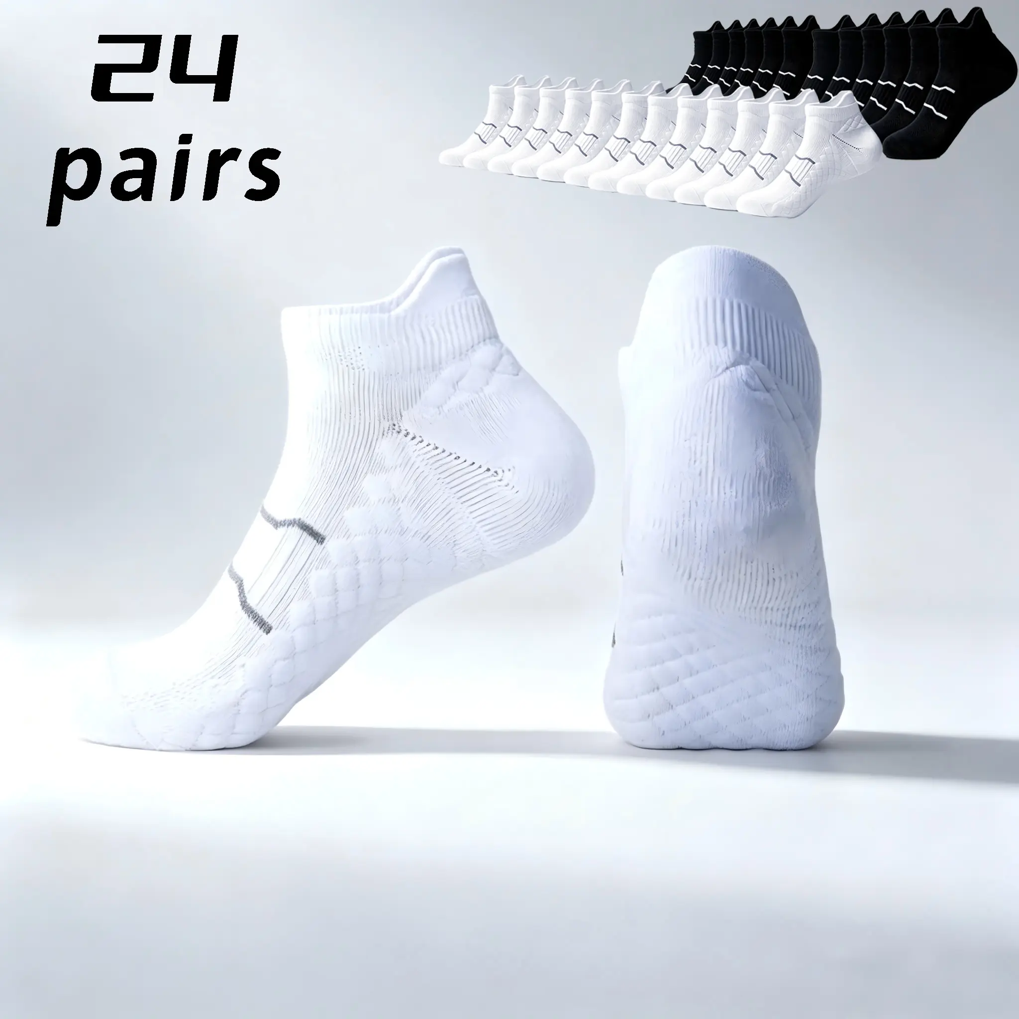 Namashape 24-Pair Pack Summer Basketball Sports Socks – Non-slip grip, arch support, breathable & moisture-wicking, odor-resistant; suitable for running, fitness, and daily training.