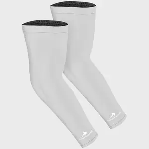 Youth White Compression Arm Sleeves (2 Sleeves), 85% Nylon 15% Spandex Blend for Muscle Support, UV Protection & Recovery