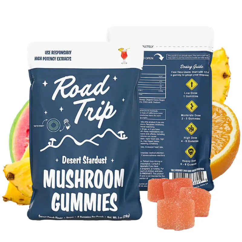 Road Trip Mushroom Gummies Sunset Punch 8 Ct For Enhanced Energy & Focus