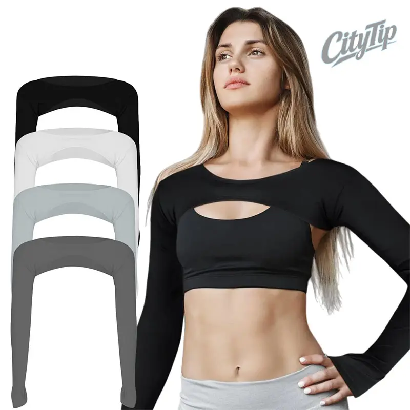 Women's Seamless Long-Sleeve Athletic Shrug - Cropped Sports Bolero Gym Crop Top, Stretchy Lightweight Athleisure Activewear for Yoga, Breathable Gym Streetwear, Casual Sportswear, Casual Breathable Sportswear