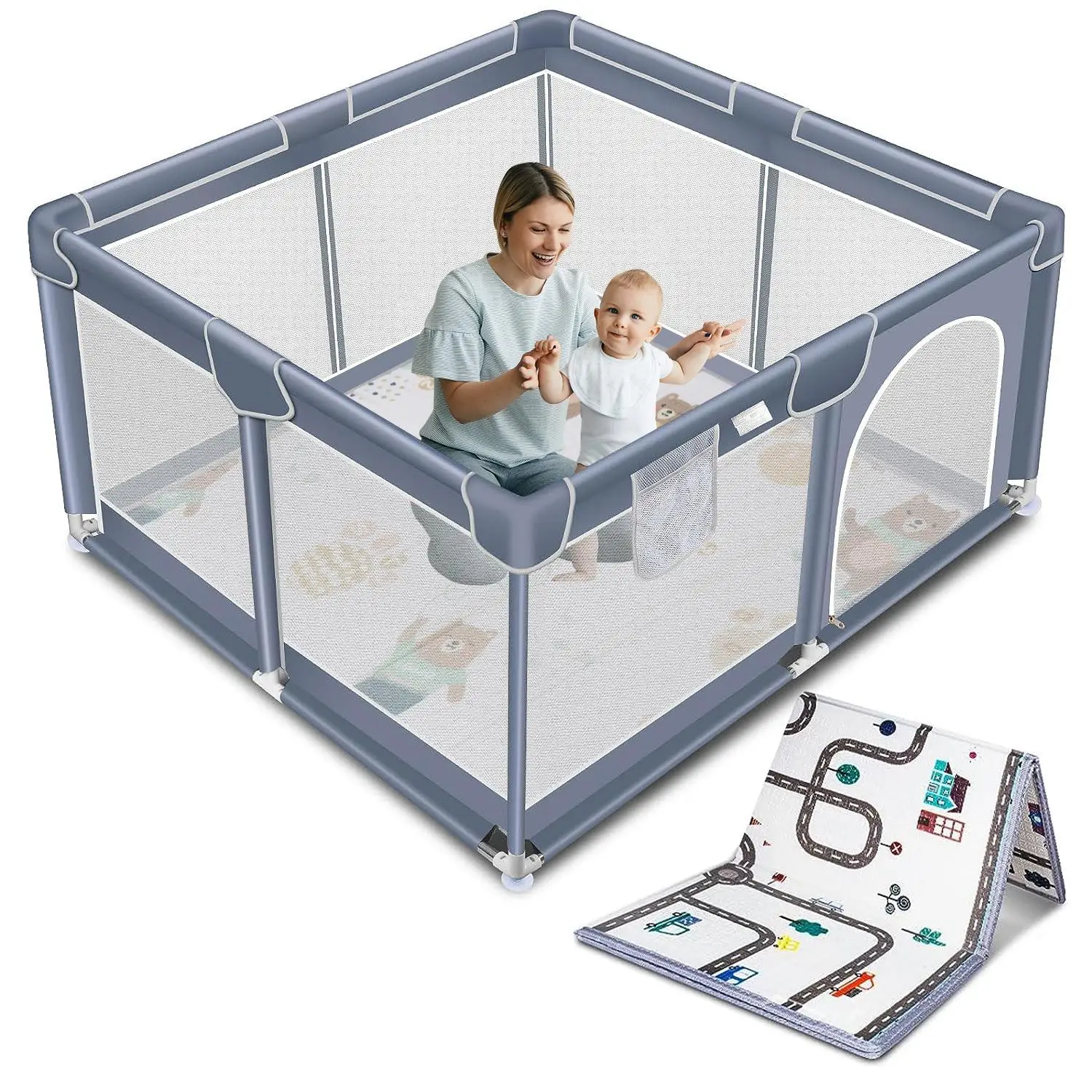 Baby Playpen for Indoor&Outdoor Playard Kids Activity Center with Gate, Portable Fence Area for Babies and Toddlers playpen,Birthday Gift