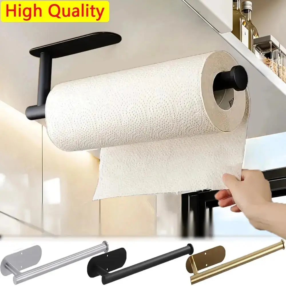 Kitchen Paper Towel Holder Adhesive Tissue Hanger Toilet Roll Paper Dispenser Cabinet Storage Napkin Rack Bathroom Accessories NONE