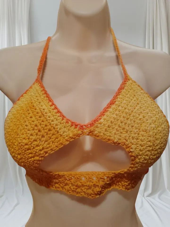 Crocheted 100% Cotton Peekaboo Top - Lightweight Breathable Adjustable Straps Custom Fit Women's Top