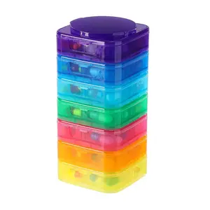 Multi-color pill box, 7-layer combination pill box, food-grade, independent packaging for seven days a week, portable medicine storage box, Healthcare