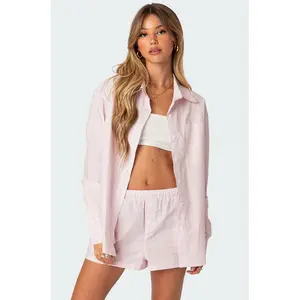 Oversized Pinstripe Button Up Shirt