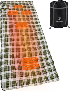 Heated Sleeping Bag Pad, Heated Sleeping Bag Liner, 5 Heating Zones, 3 Adjustable Heat Settings USB Heating Pad for Cold Weather Camping Backpacking or Hiking, Green