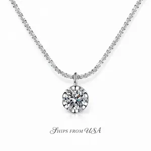 Moissanite Pendant Necklace for Women, S925 Sterling Silver, Luxury Round Cut, Elegant Jewelry Gift for Men, Women & Girls, Perfect for Birthday & Anniversary