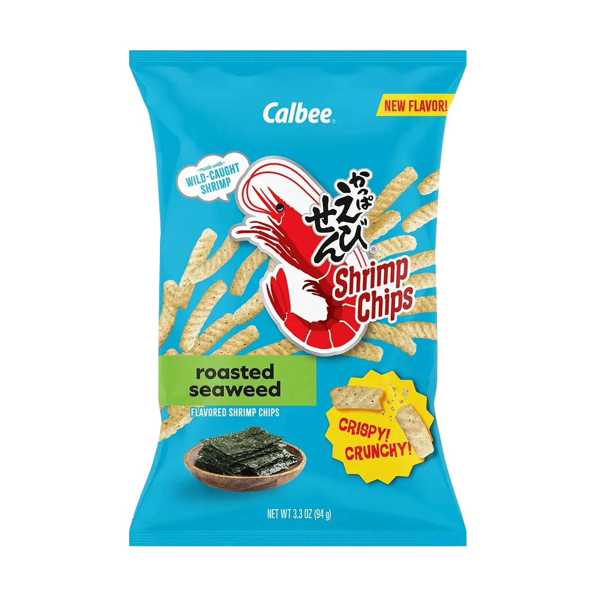 Calbee Japan Grilled Seaweed Flavor Shrimp Chips 94g - Crispy Savory Snack for All Ages
