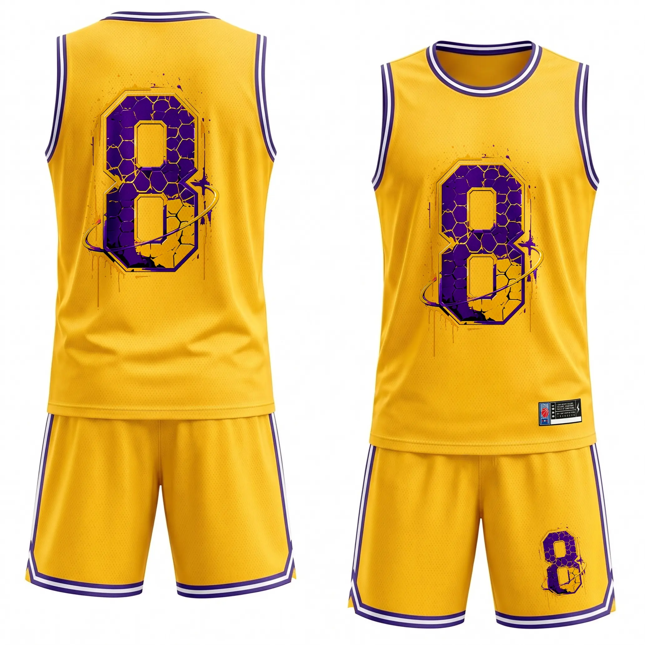 Men's #8 Athletic Set: Mesh Basketball Jersey & Shorts Two-Piece Combo — Lightweight, Breathable Sportswear