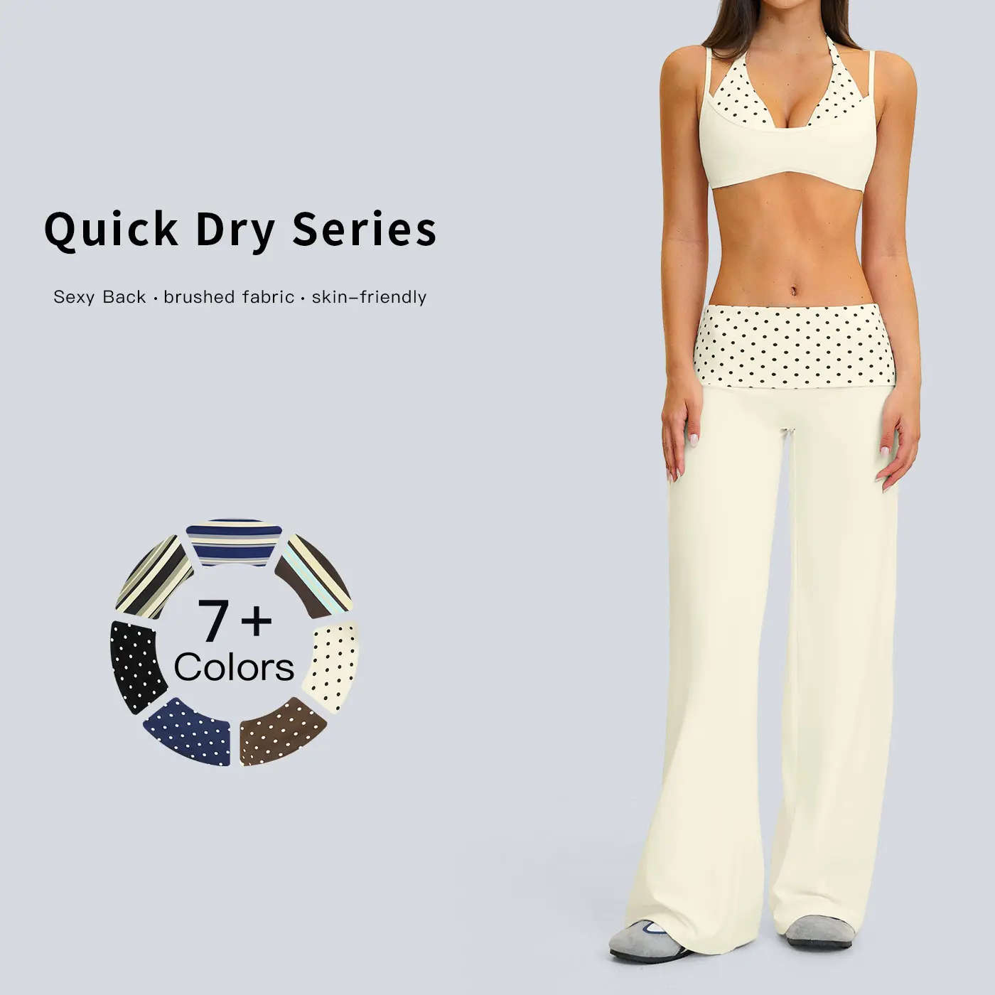 Tenwolf women’s casual athletic faux two-piece fitness set featuring a square back design, fold-over waist detail, and stylish yoga two-piece outfit