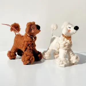WOOLFOO Handmade Wool Felt Poodle Bag Charm French Style Accessory for Handbags Keys Car Decoration Soft Fluffy Lightweight