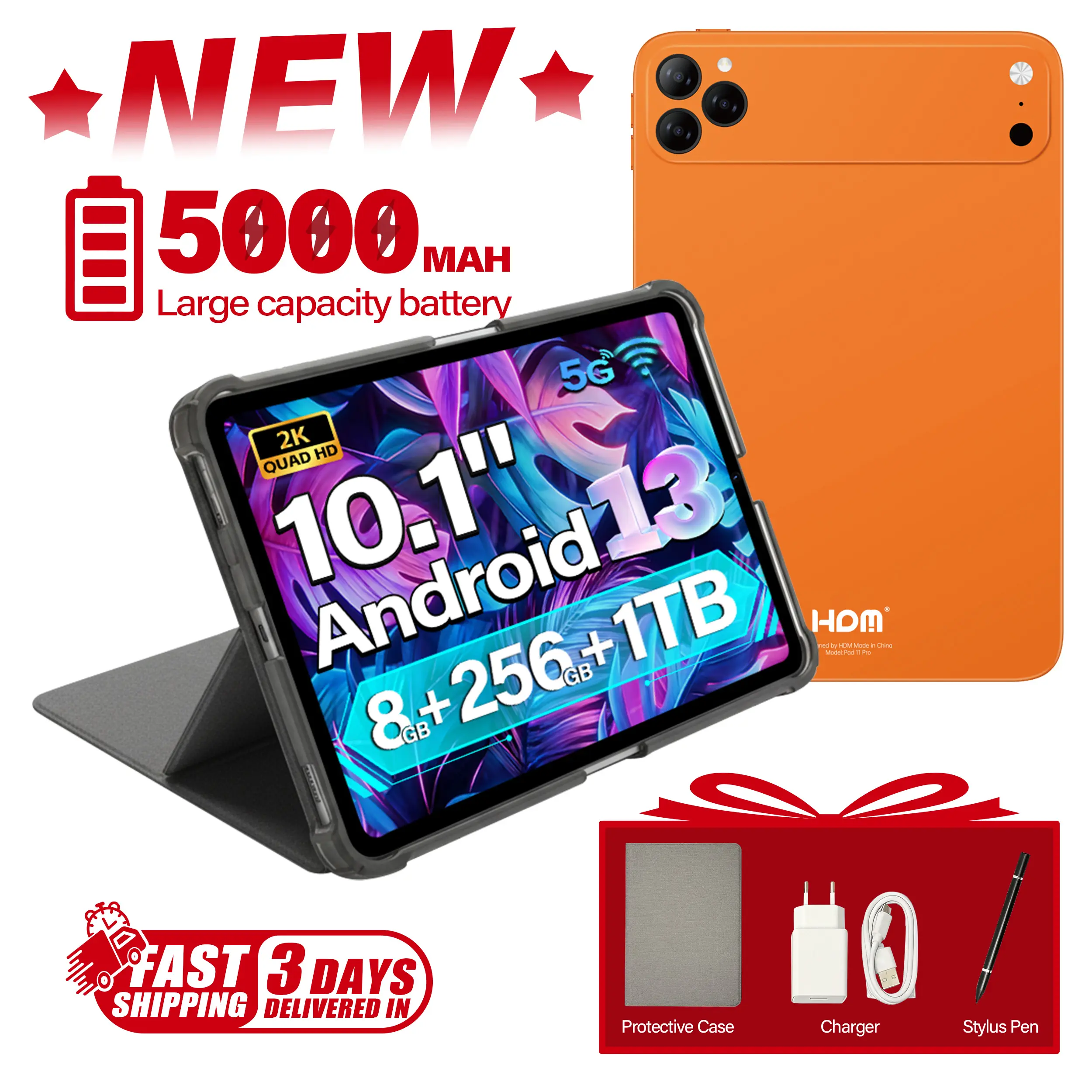 Graduation Gift Tablet  Slim & Portable Android Tablet for Study, Work & Daily Use – Bonus Accessories Included