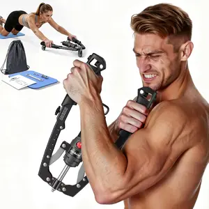 FLYBIRD 3-in-1 Hydraulic Chest Twister & Arm Trainer: Adjustable 22-440lbs Core Trainer with Ab Roller Wheel - Home Gym Strength Training Equipment, Full Body Workout Accessory (Pad & Bag Incl.) for Men Women