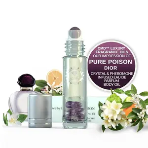 CMD Luxury Fragrance Oil for Women, Infused with Pheromones, Pure Poison Scent, Amethyst Crystal Rollerball, Travel Size, Body Oil Roller