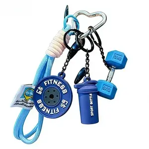 Stress Relief Mini Gym Buildable Dumbbell Keychain Dopamine Silicone Charm Creative Gift for Couple Interaction Fitness 5KG