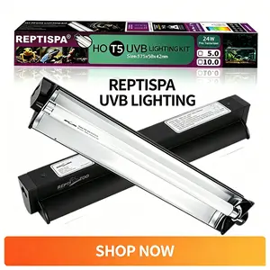 T5 24W Reptile UVB 10.0 Light Fixture Combo Kit, Dimmable Terrarium Hood Fluorescent Lamp, Full Spectrum Lighting for Bearded Dragons, Tortoises, Lizards & Desert Tropical Reptiles