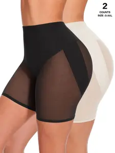 Women’s Sheer Mesh Compression Shorts, Tummy & Thigh Control, Elastic Waist, Casual Style, Organic Textile, All Seasons