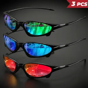 3PCS Y2K Polarized Sports Sunglasses – Small Frame Wraparound UV400 Shades for Cycling, Fishing & Travel,