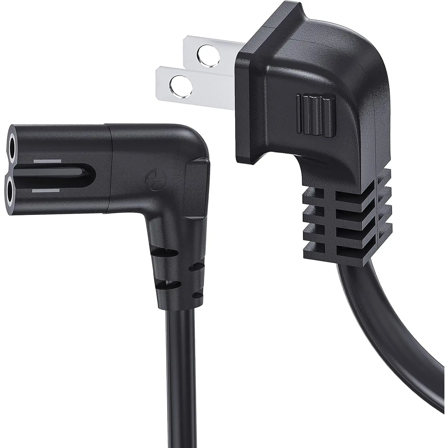 F-CGC02  TV Power Cord Compatible for Samsung TV, 6-Feet 90 Degree Angled 2-Prong C7 Tv Cable Compatible with Samsung LG TCL Sony Appletv Insignia Sharp Toshiba Vizio (UL Listed 18 AWG-Non Polarized)