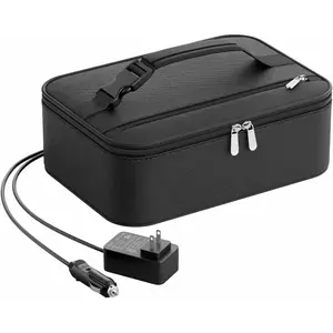 Food Warmer - Heated Box for Adluts - Thermal Bag with Handle, Heating Food Warmer Bags for 12V/24V Car & Truck, 110V/220V Home/Office, Black
