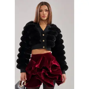 WILD HEART FAUX FUR CARDIGAN IN BLACK