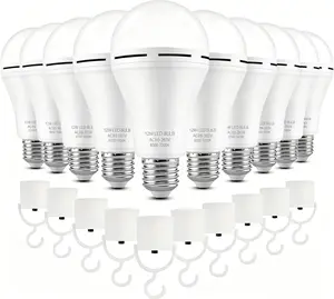 Rechargeable Light Bulbs 12 Pack Emergency Light Bulbs for Power Outage Hurricane Camping Battery Powered Light Bulb 12W E26 1500mAh Battery Light Bulb,Stay Lights Up When Power Failure