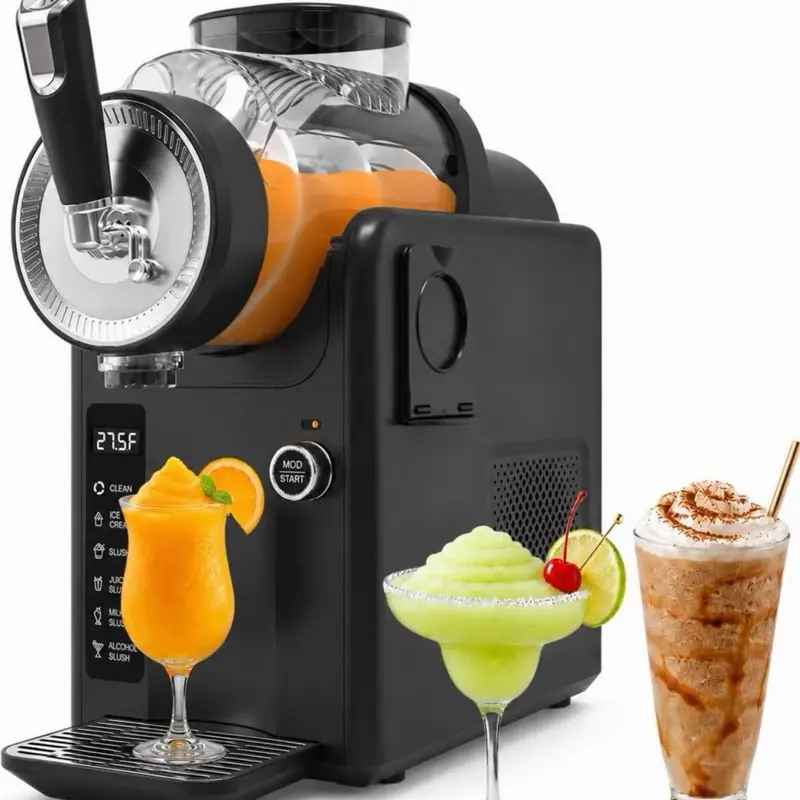 Slushie Machine & Soft Serve Maker - 2-in-1 Self-Chilling Frozen Drink Machine with 5 Presets, LED Display, and Auto-Cleaning - No Ice Needed Professional Slushy Maker for Home Use, Black
