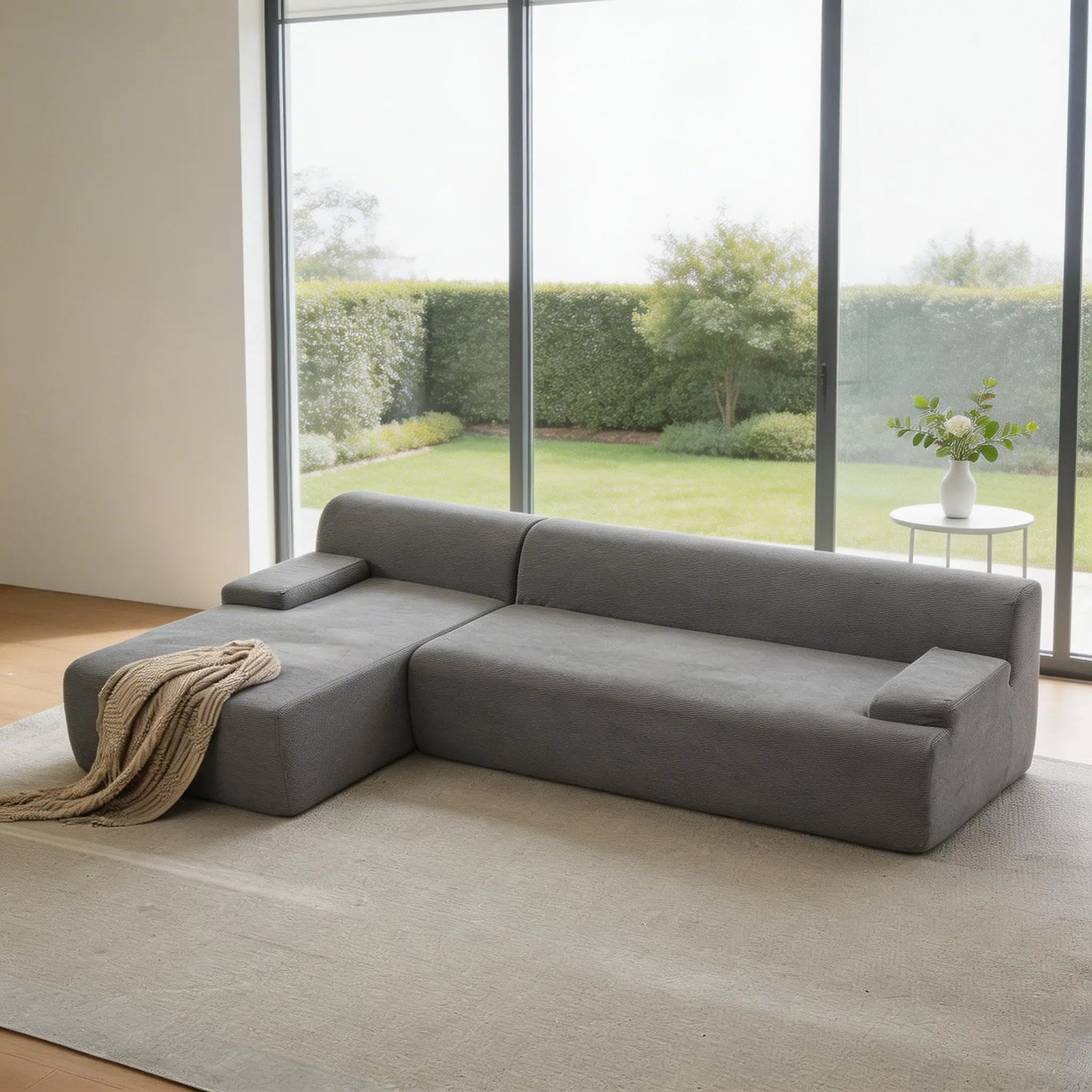 Garvee 108" Cloud Sectional Couch with Chaise - Super Fluffy Boneless Sofa, Ultra Soft Corduroy L Shaped Couch Bed, Creates Cozy Atmosphere. Perfect Comfy Couches for Living Room, No Assembly Required,Grey