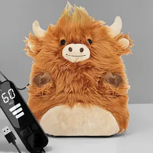 P-P Highland Cow Heating Pad: Cute + comforting! USB portable, 12x9" plush – menstrual pain relief for neck/back/shoulder, perfect gift for women.