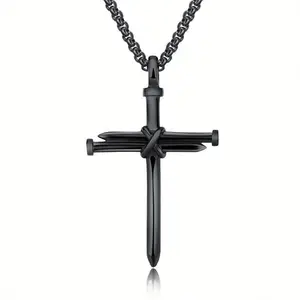 Three Nail Cross Pendant Necklace