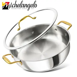 Michelangelo 7 Quart Stainless Steel Pan with Lid Large Saute Pan Deep Frying Dishwasher & Oven Safe All Cooktops Compatible 7 Quart Capacity Cookware Induction